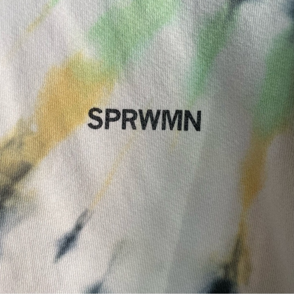 SPRWMN Los Angeles tie dye pullover jumper sweatshirt white green yellow Size XS - Picture 3 of 12